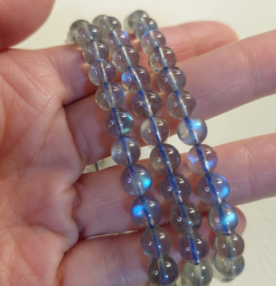 Moonstone Stone Bracelet Natural 7-8mm Gemstone Stretch Energy Bracelet Gift