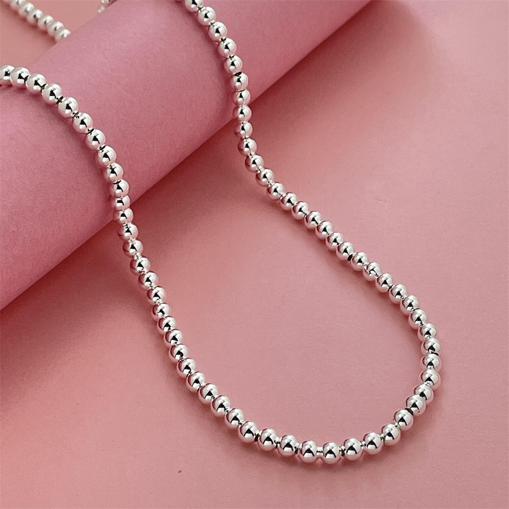 16″-20″ Mens Womens 925 Sterling Silver 4mm Ball Beads Chain Necklace #N275
