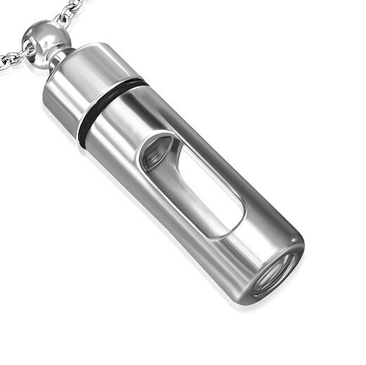 See Through Keepsake Cremation Urn Glass Stainless Steel Pendant Necklace UPK199