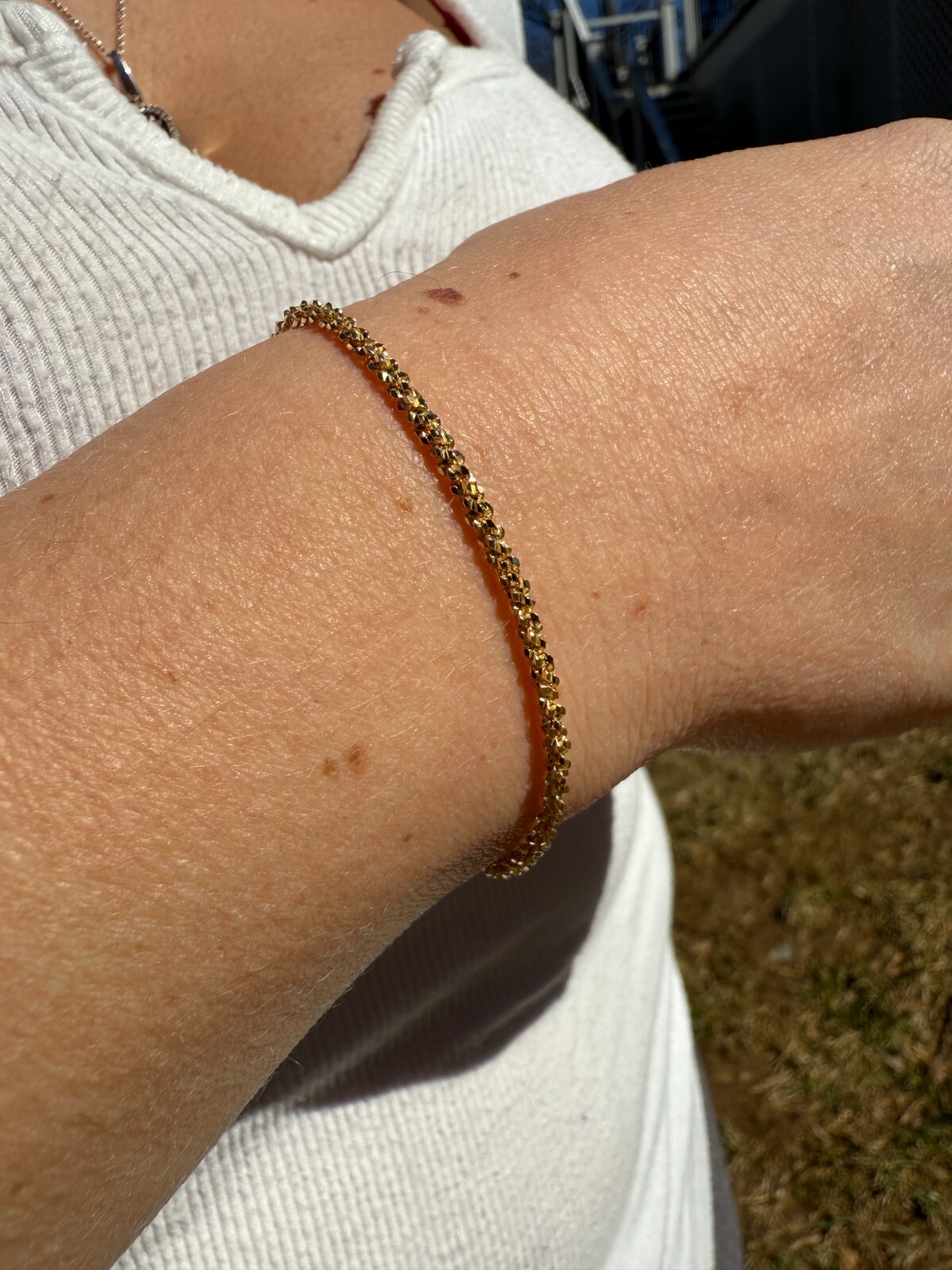 Real Solid 14k Gold Vermeil 925 Silver 3mm Sparkle Rope Bracelet 6-8.5″ Long