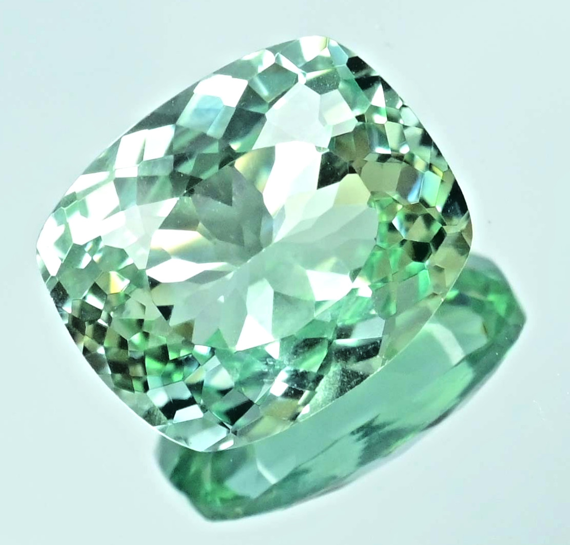 Flawless Natural Green Montana Sapphire 13.75 Ct Cushion Cut Certified Gemstone