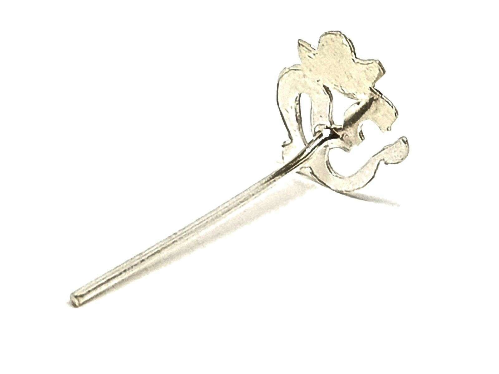 Om Nose Stud Long 25mm 18g (1mm) Fishtail Pin 925 Sterling Silver Jewellery