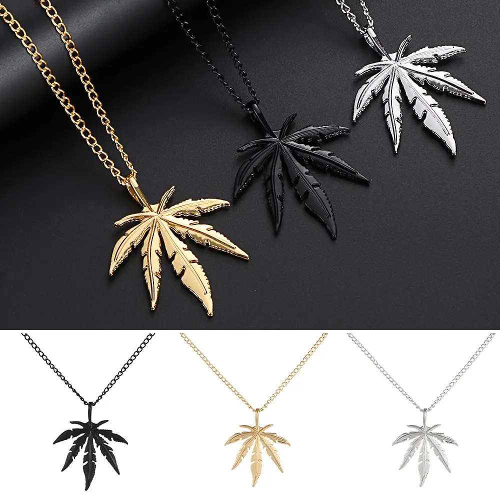 Gift Fashion Titanium Steel Rock Punk Retro Hip Hop Choker Leaf Pendant Maple Le