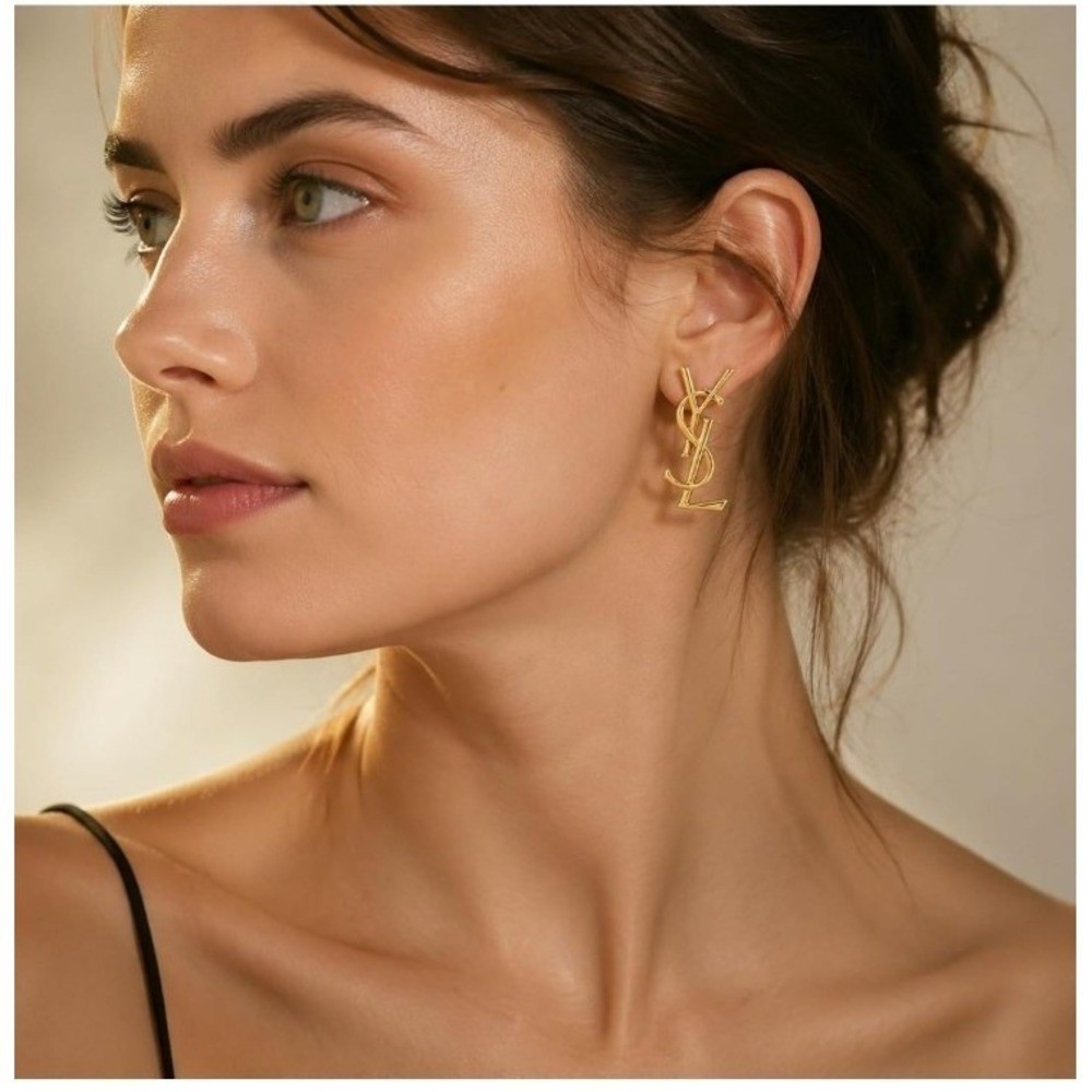Gold Intertwined Stud Earrings, Minimalist Large Metal Statement Drop Earrings