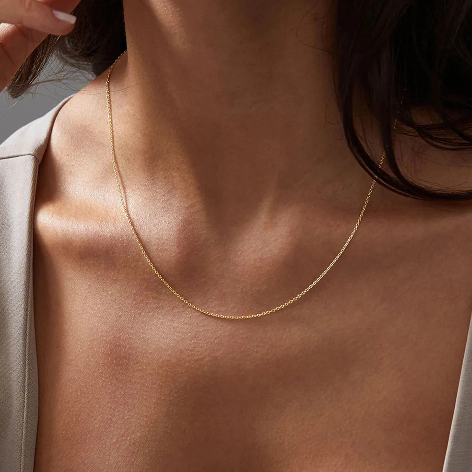 Classic Fine Chain Necklace Stainless Steel Adjustable Women’s Accessories