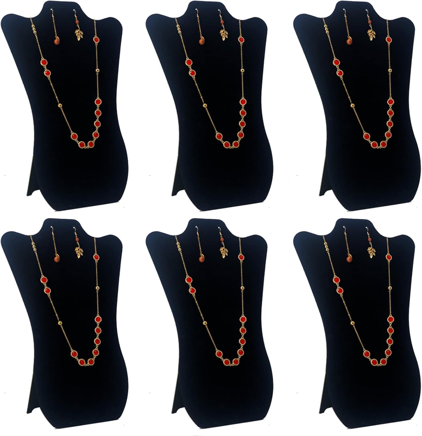 14 Inch Tall Black Velvet Necklace & Earing Display Stands for Selling, Foldable
