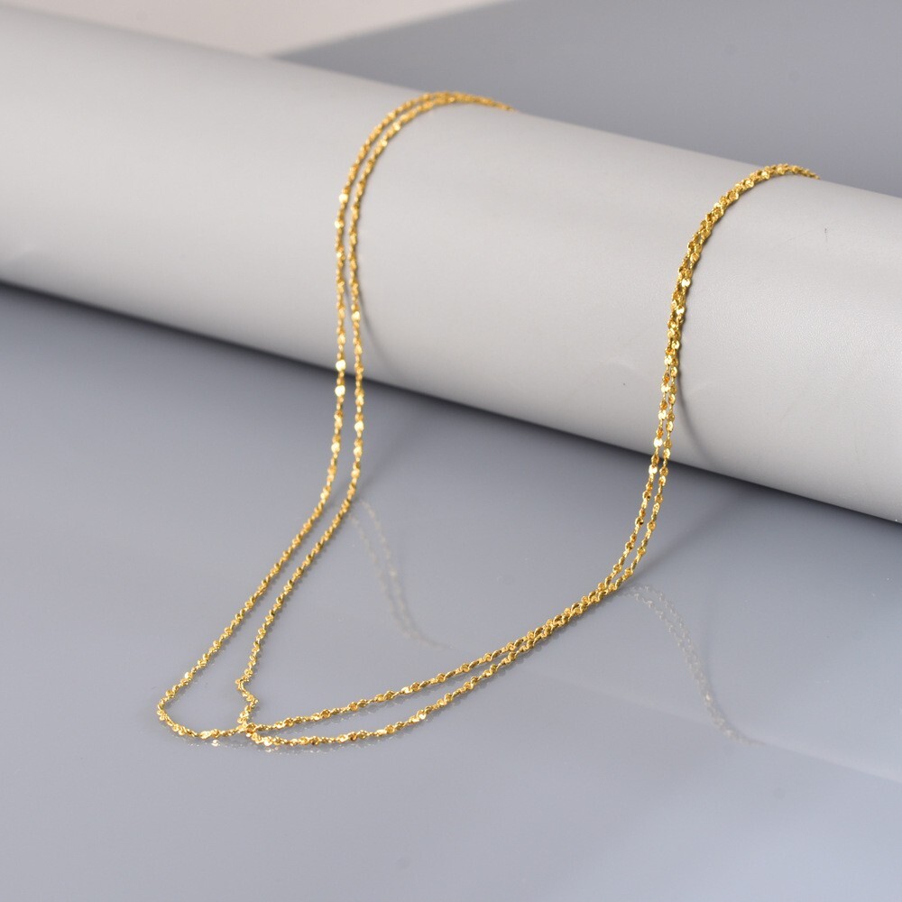 Woman 18K Gold Plated 2 Layers Starry Chain Necklace Anti-tarnish 19in