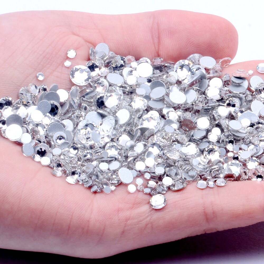 SS3-SS50 Glitter Crystal AB Nail Art Rhinestones Non Hot Fix FlatBack Stones