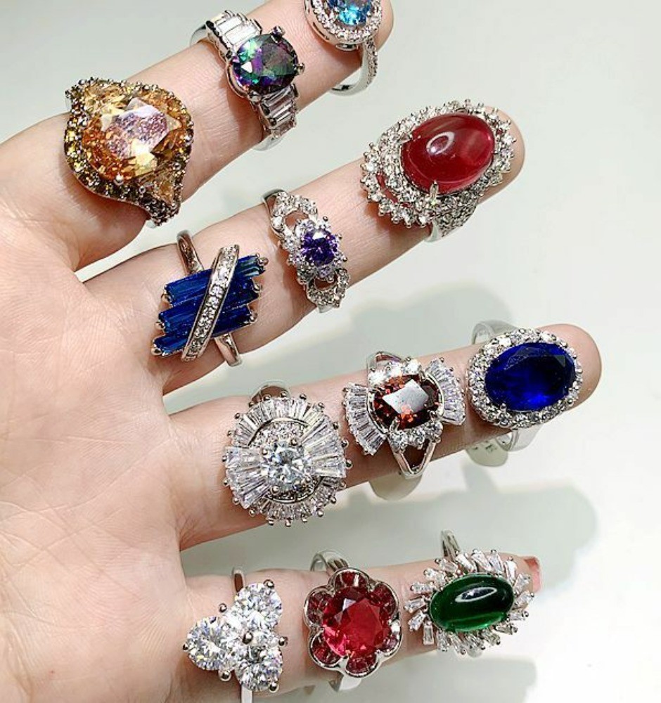 25/50/100/200Pcs Wholesale Mixed Rings Bulk Finger Gemstones Crystal Jewelry Lot