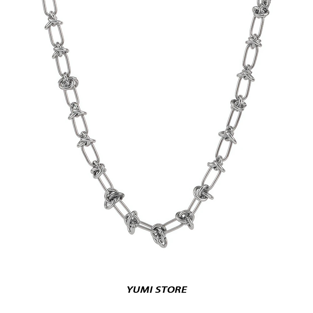 Hip Hop Knotted Titanium Steel Necklace For Man Woman Non Fading Clavicle Sweate