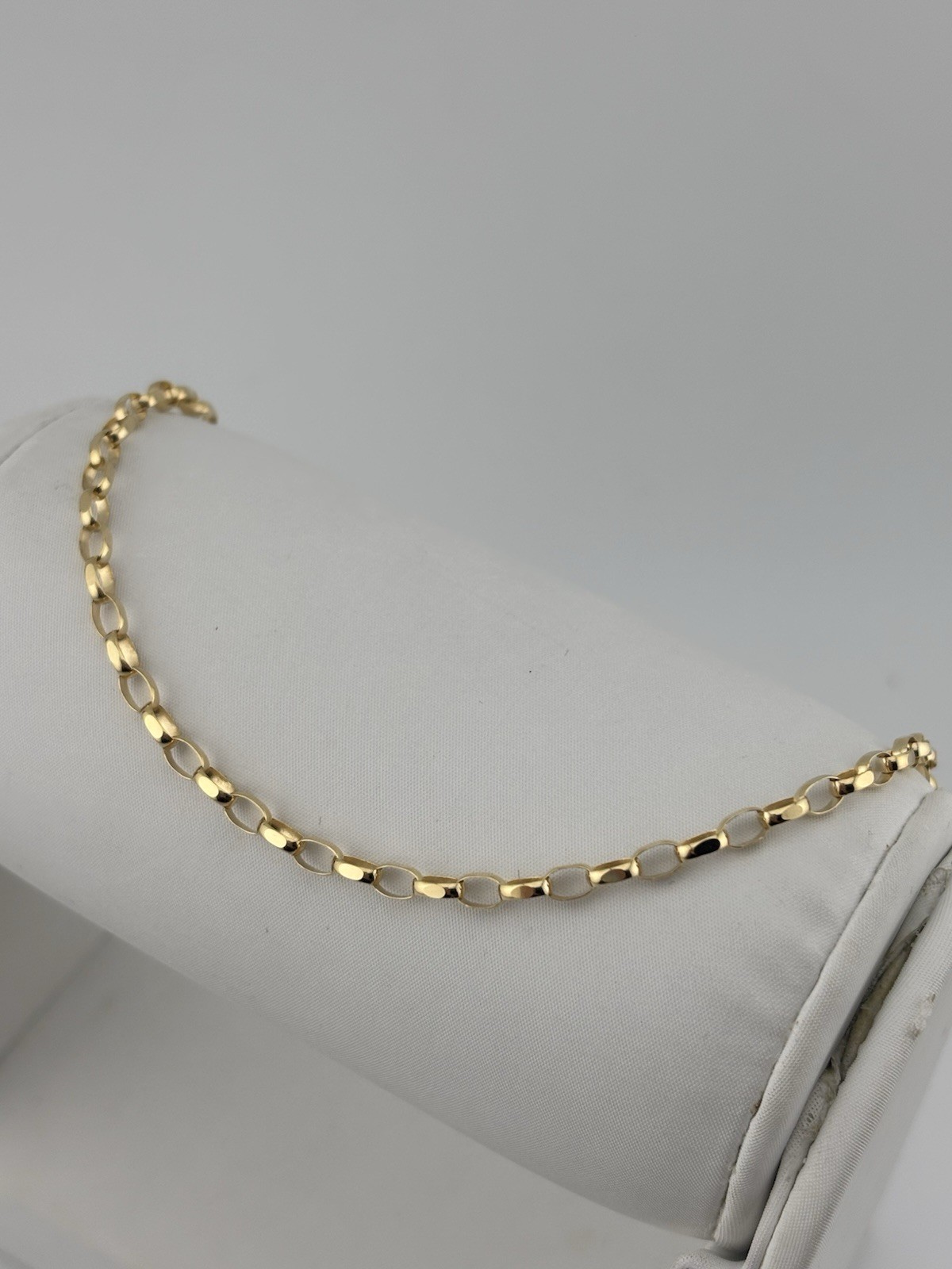 9ct Yellow Gold Ladies Solid Oval 3mm Belcher Bracelet 7.5 Inch Diamond Cut