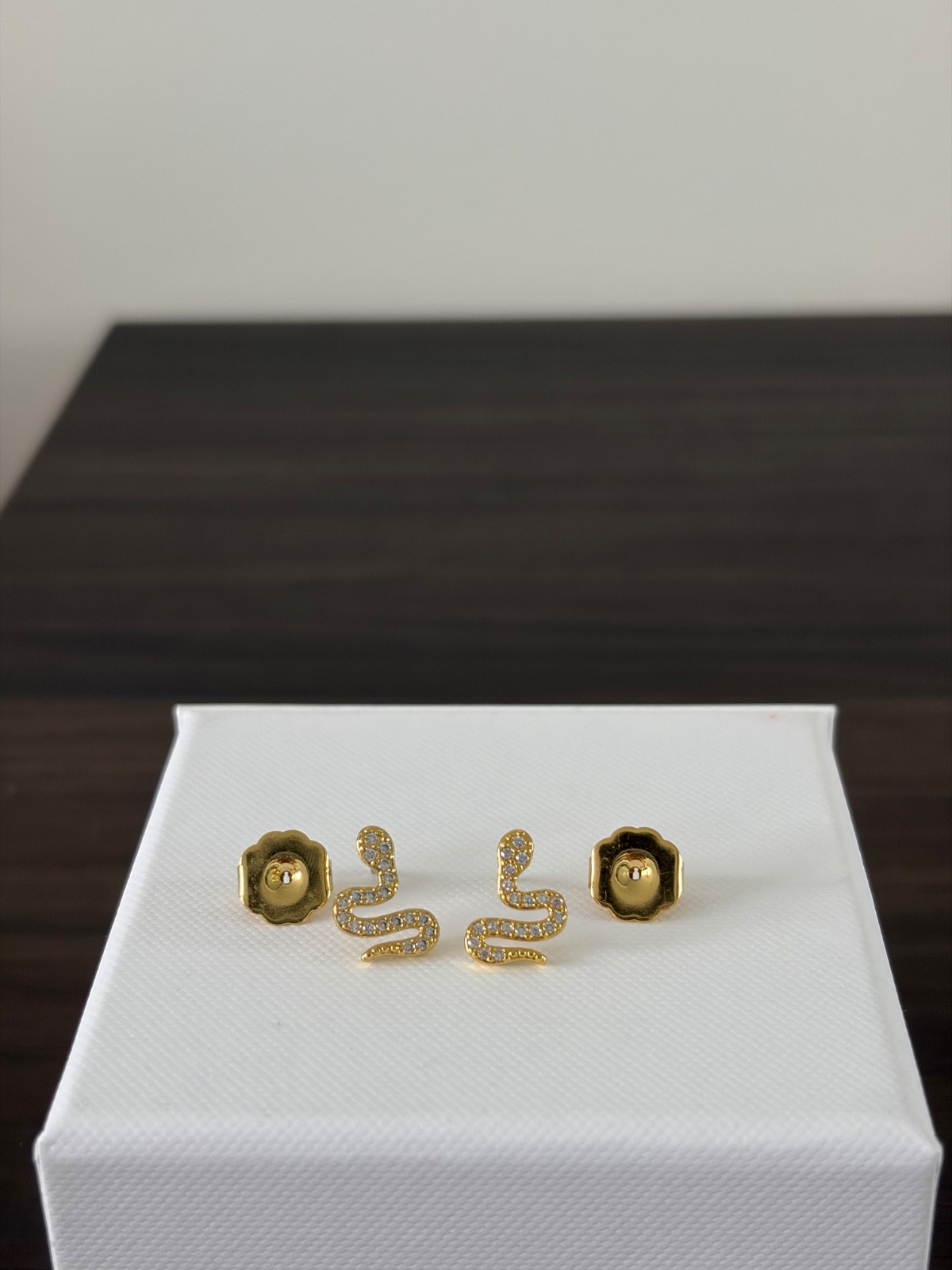 Gold Tone Snake Stud Earrings