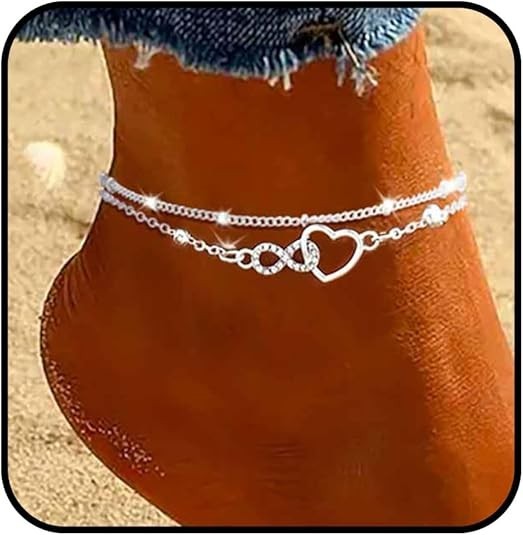 925 Sterling Silver Anklets Set for Women Dainty Shiny Waterproof Chain Jewelry
