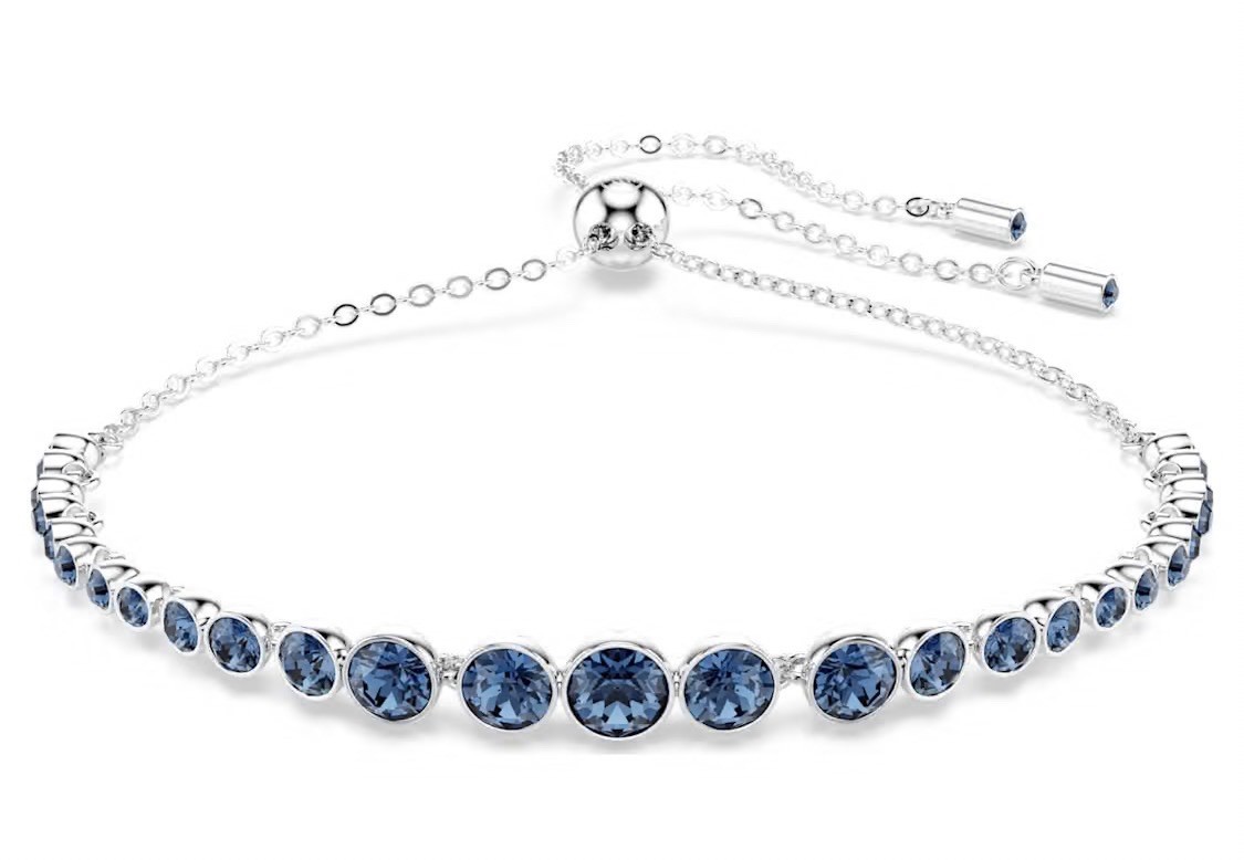 Swarovski Imber Emily bracelet Mixed round cuts, Blue, Rhodium plated 5663394