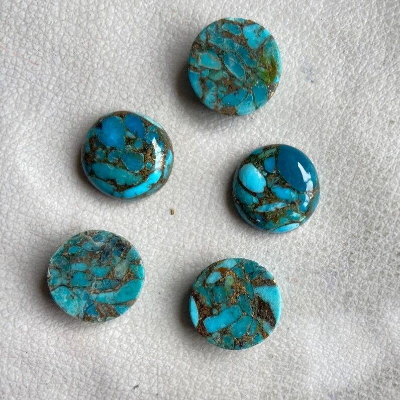 [WHOLESALE] BLUE COPPER TURQUOISE CABOCHON ROUND SHAPE LOOSE GEMSTONE