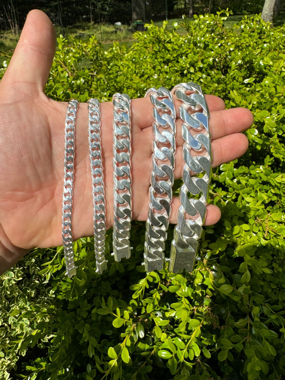 Handmade Miami Cuban Link Chain Necklace / Bracelet Real Solid 925 Silver 6-20mm