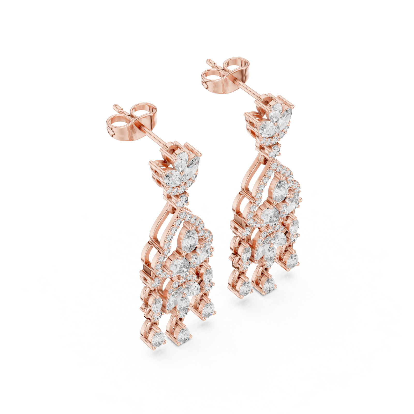 Natural Certified VVS1 Diamond Women Proposal Dangle Earrings 14k Gold Over