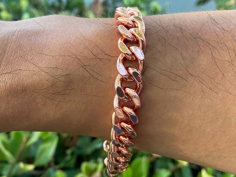 Pure Solid Copper Bracelet Arthritis Cuban Chain Curb Link Rider Bracelet CJ-13