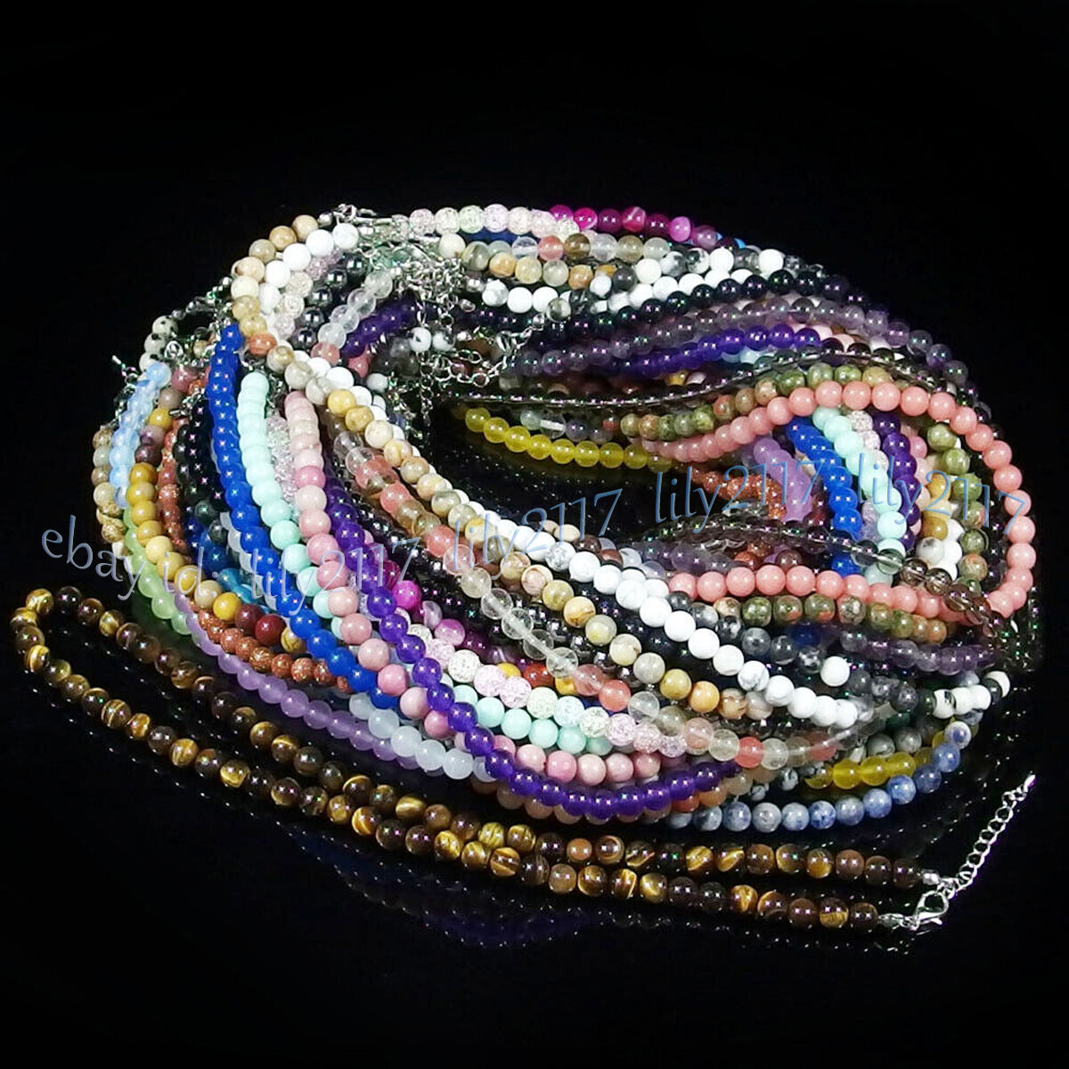 Fashion Jewelry 6mm Natural Multicolor Gemstone Jade Round Beads Necklace 18-36″