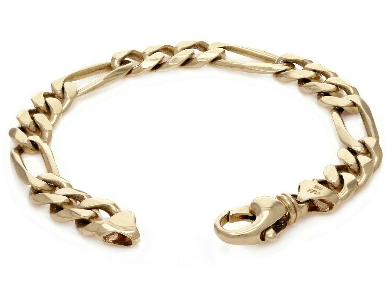 10k Yellow Gold Figaro Chain Bracelet Heavy Solid Gold 8″ 10.5mm 35.8 grams