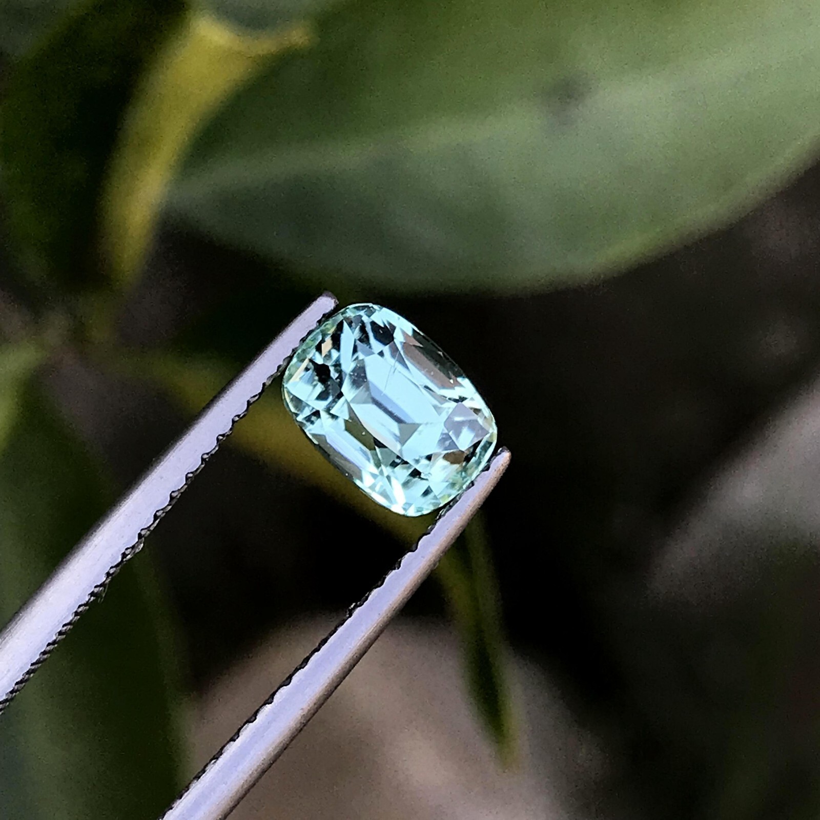 1.7Ct Natural Faceted Seafoam Tourmaline Cushion Cut Loose Gemstone Afghanistan