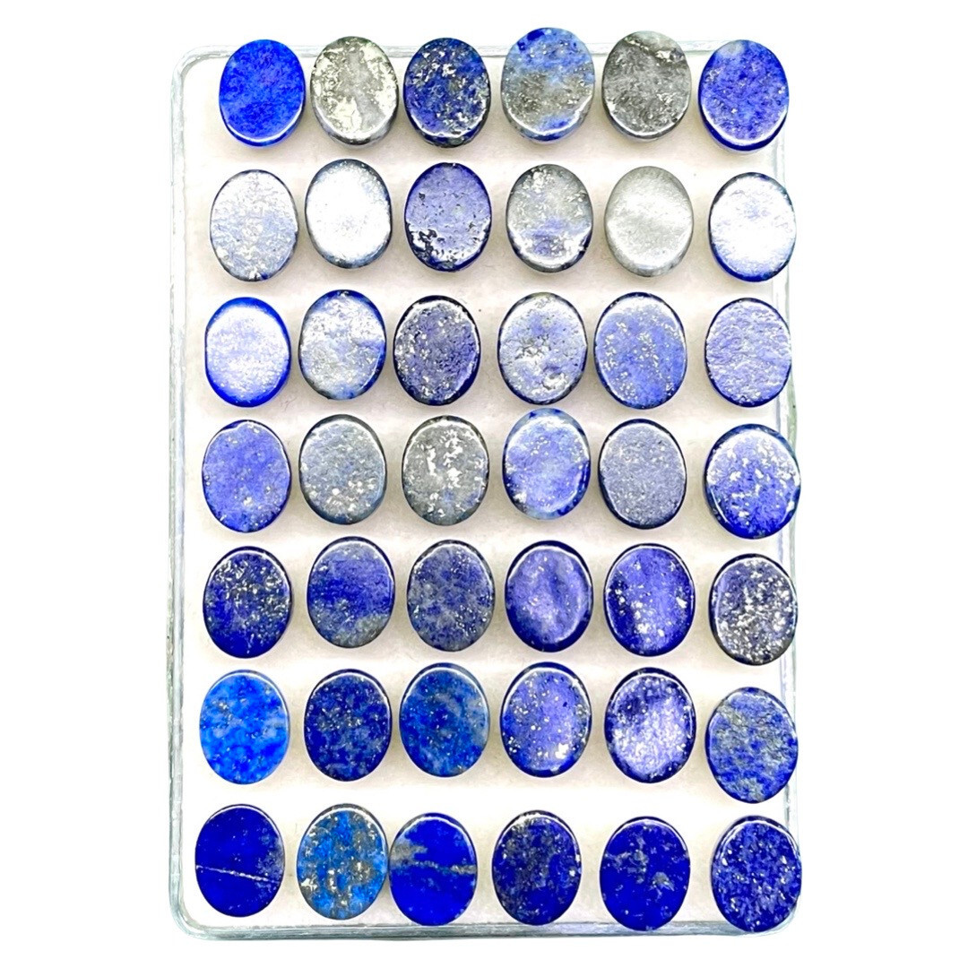 50 Pcs Natural Untreated Lapis Lazuli 10x8mm Oval Loose Cabochon Gemstones Lot