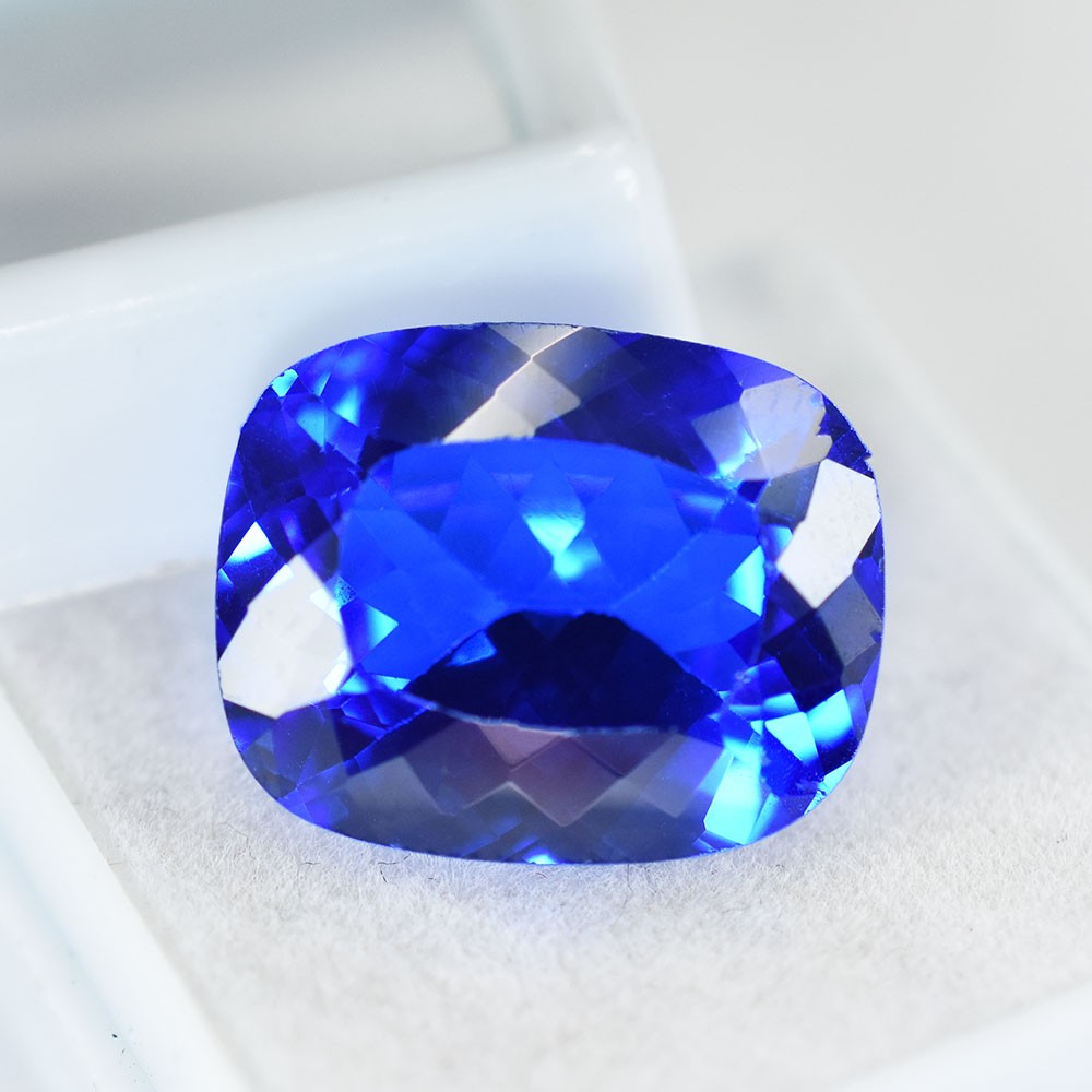 CERTIFIED Natural Blue Tanzanite 17 Ct Cushion Cut Flawless Loose Gemstone