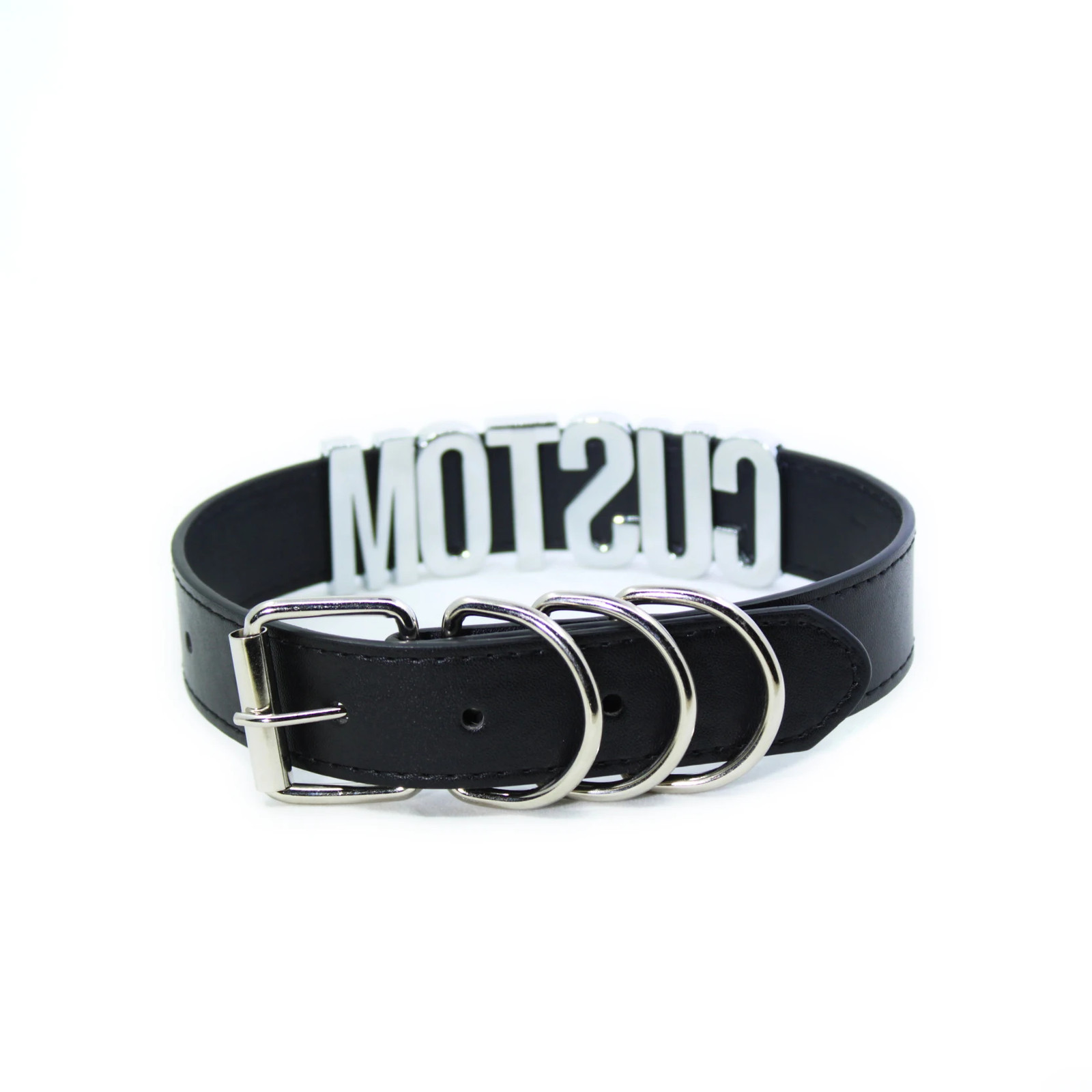 Custom Letters Necklaces 30mm Width Women Collar Choker Necklaces PU Leather H5