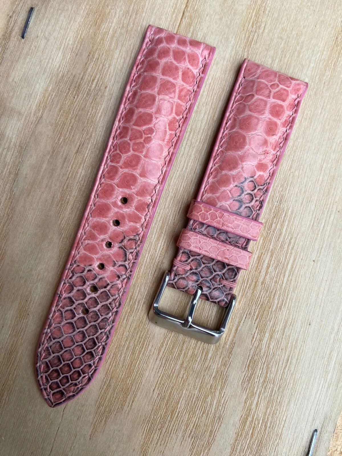 Pink Snake Leather Watch Strap Band, Size 16mm 18mm 20mm 21mm 22mm 24mm 26mm