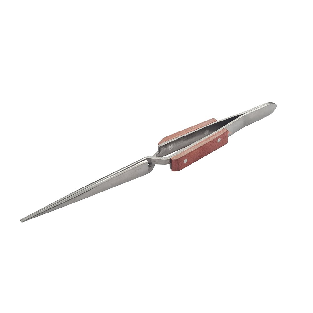 Set of 6 Cross Lock Fiber Grip Tweezers Self Closing 6-1/2″ Bent & Straight Tip