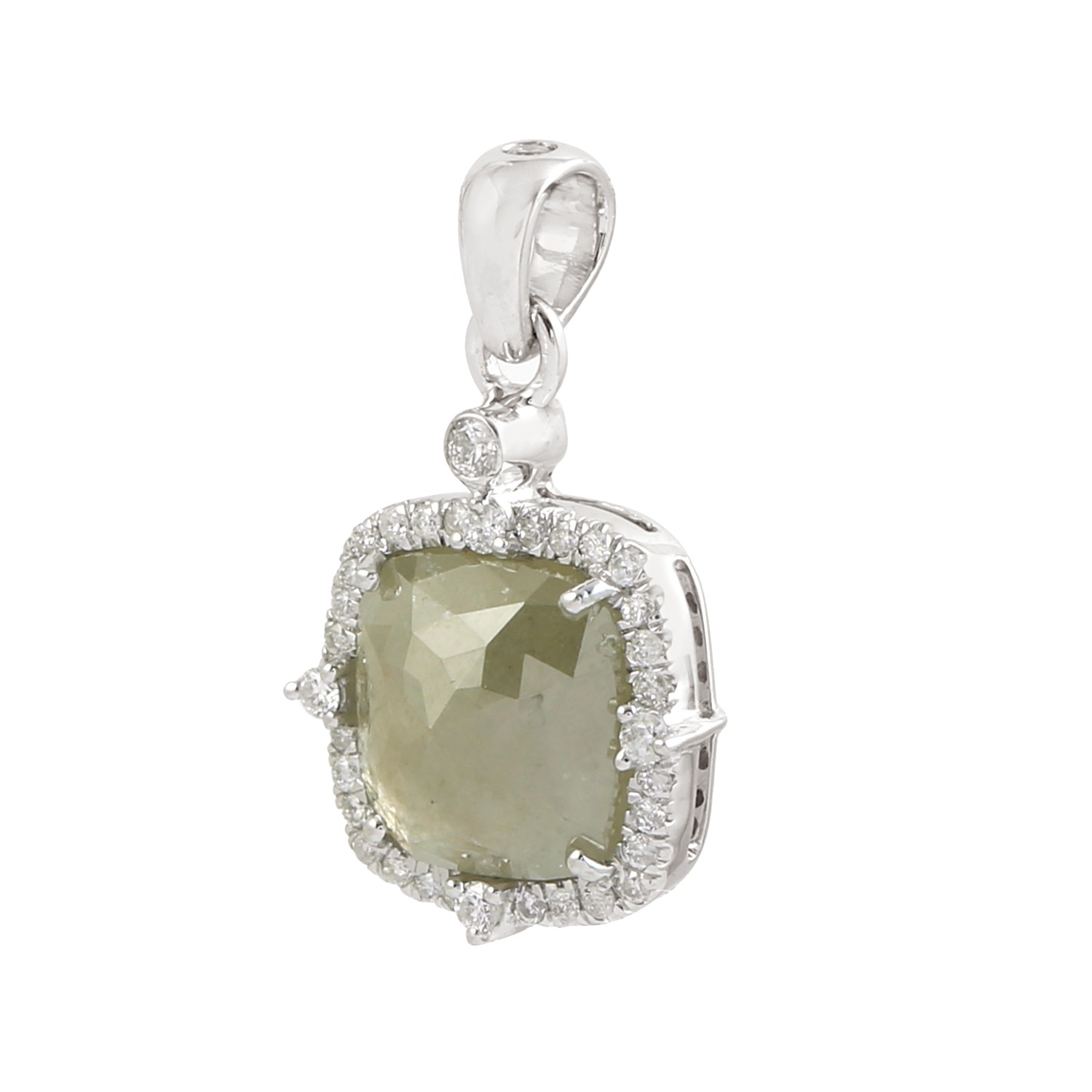 Ice Diamond Pendant For Wedding Anniversary Gift In 18k White Gold Pendant