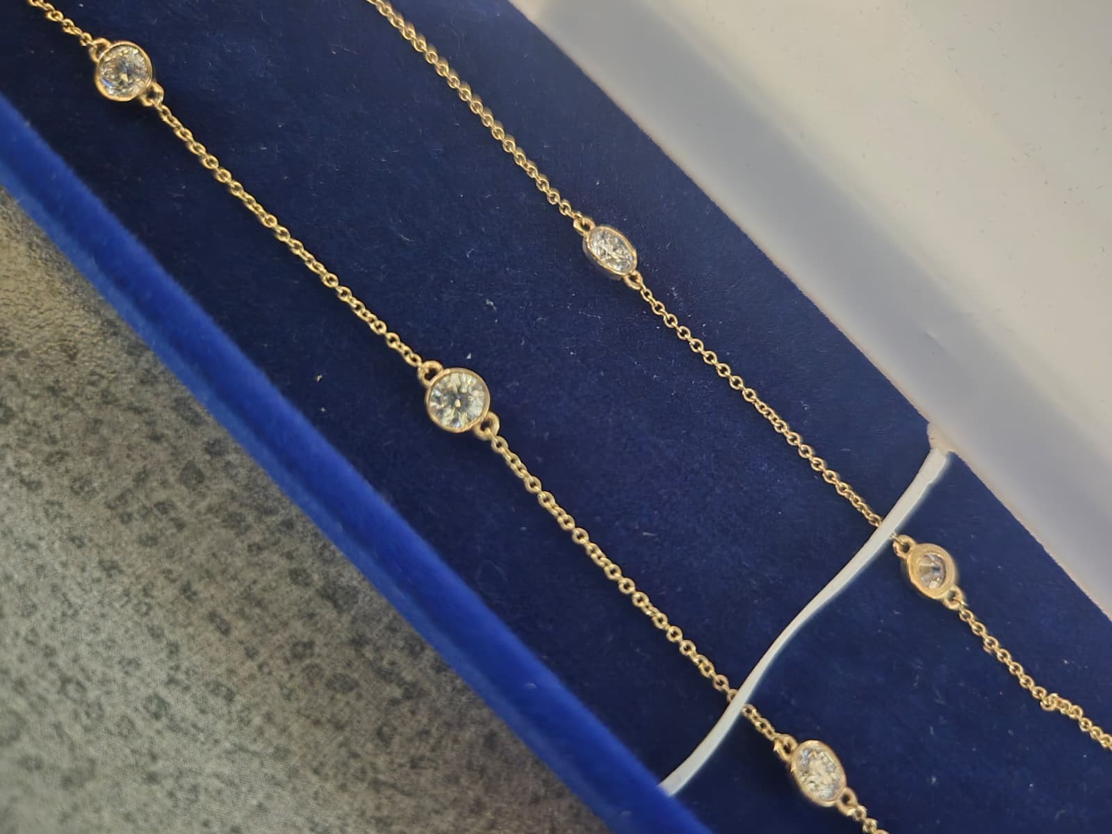 Lab Grown Diamond Station Necklace, 14K Solid Gold Diamond