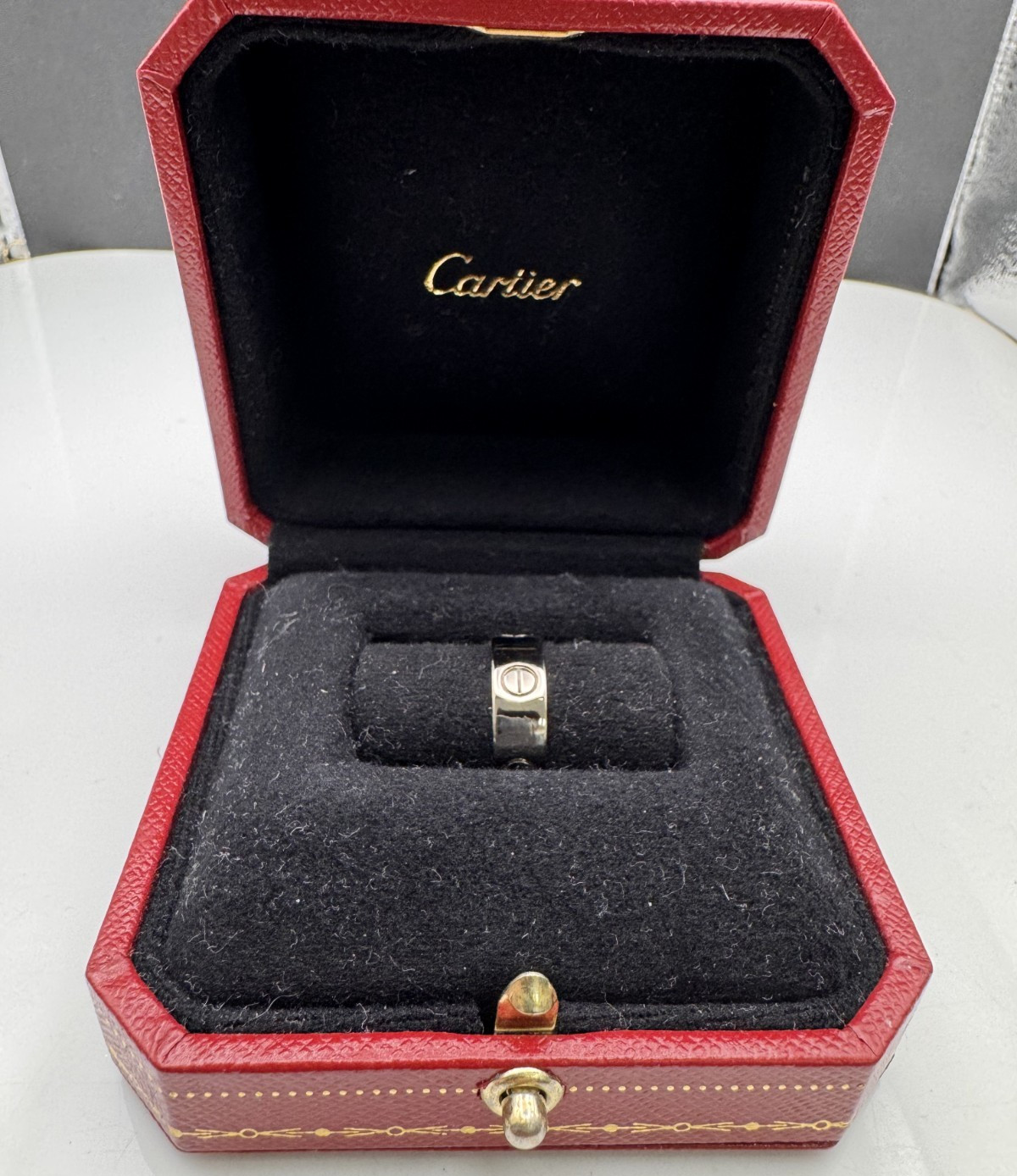 Guaranteed Authentic Cartier 18K White Gold Love Ring 5.5mm Size 52 US 6 w/ Box