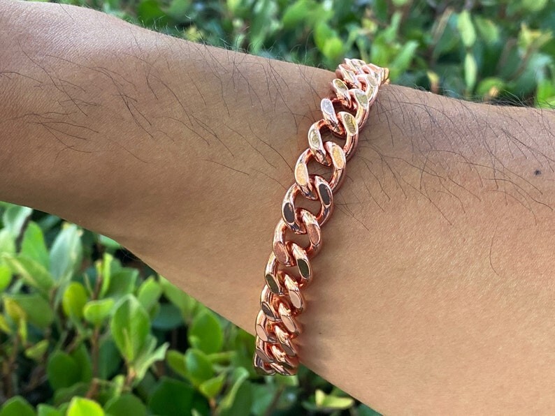 Pure Solid Copper Bracelet Arthritis Cuban Chain Curb Link Rider Bracelet CJ-13