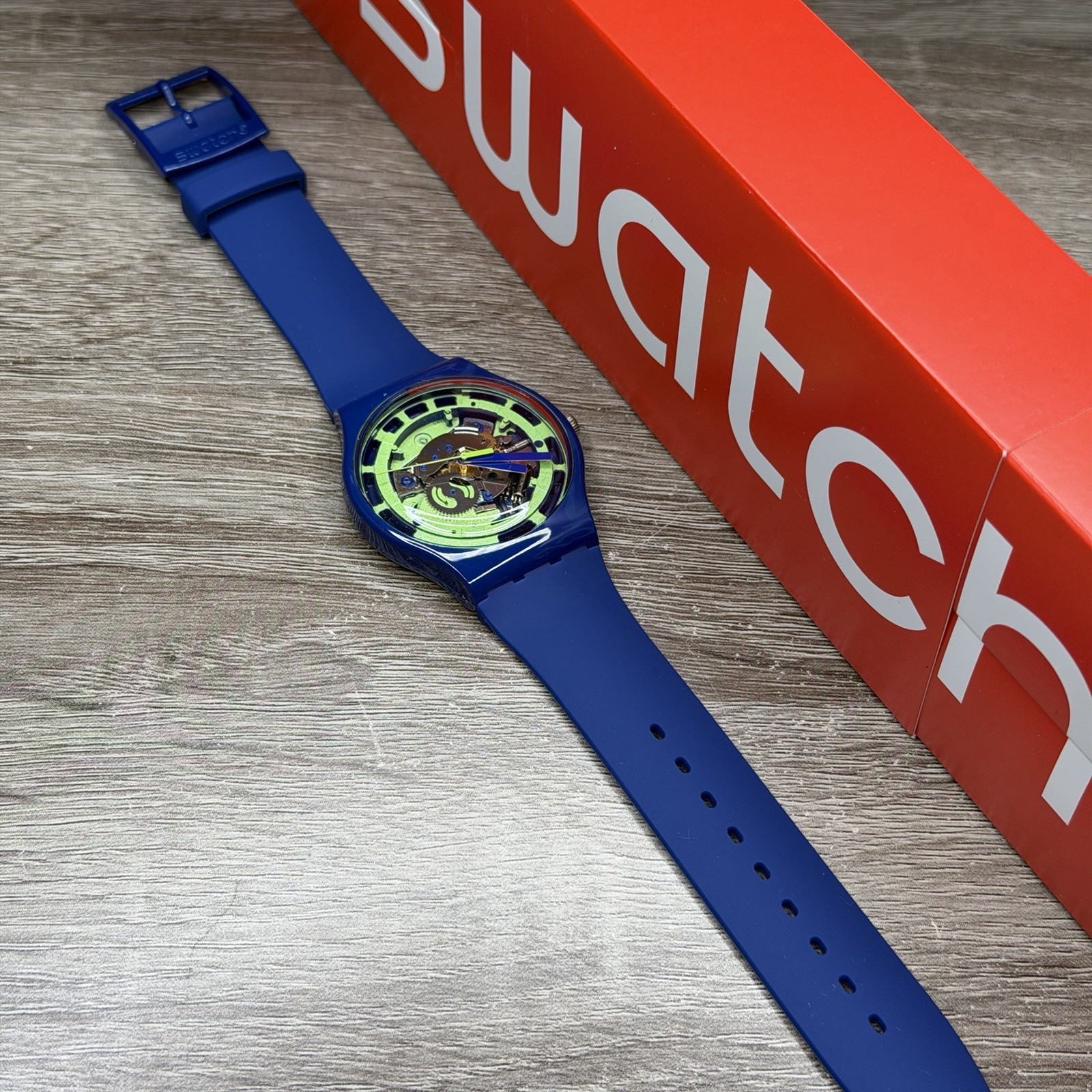 NEW✅SKELETON✅ Swatch Originals GREEN ANATOMY Blue Silicone Unisex Watch SUON147