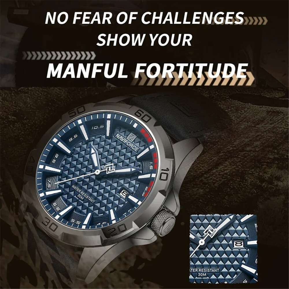 NAVIFORCE Men Quartz Watch Leather Watch Gifts Simple Dial Male Sport Wristwatch
