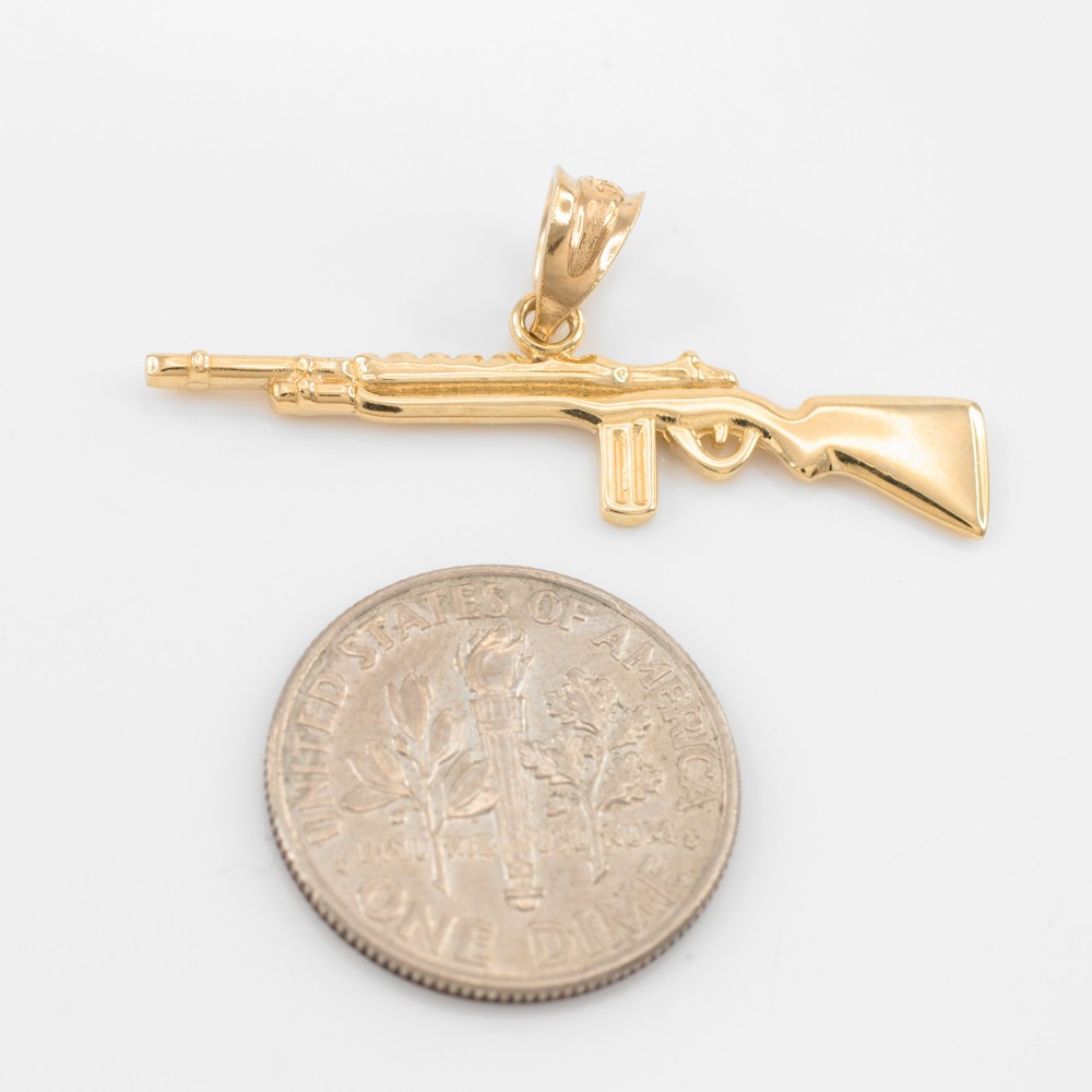 Gold Rifle with Magazine Pendant Necklace (Available in Yellow/Rose/White Gold)