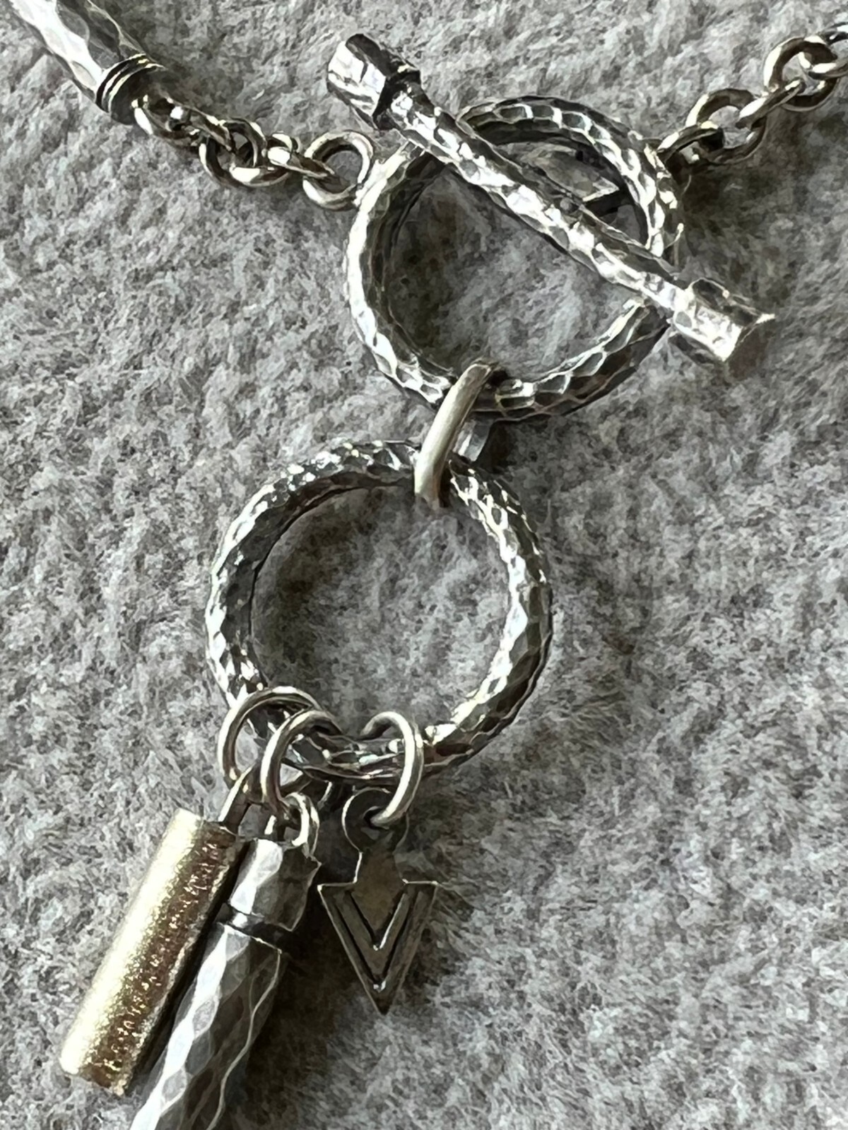 Silpada bracelet 925 Sterling silver satin brushed charms toggle 7.5″ L