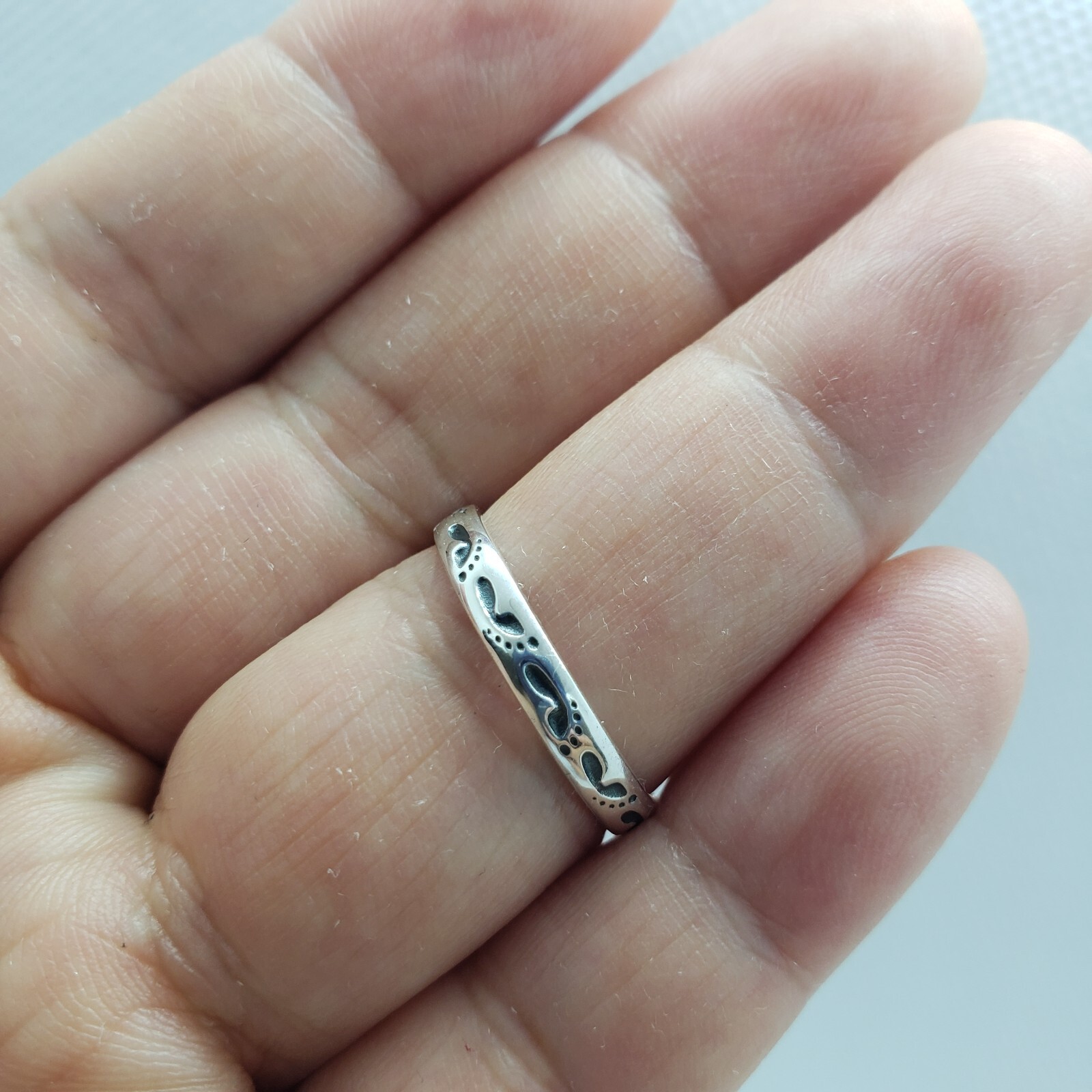 3mm Sterling Silver Footprints in The Sand Stackable Ring 1/8 inch Sizes 6 to 10