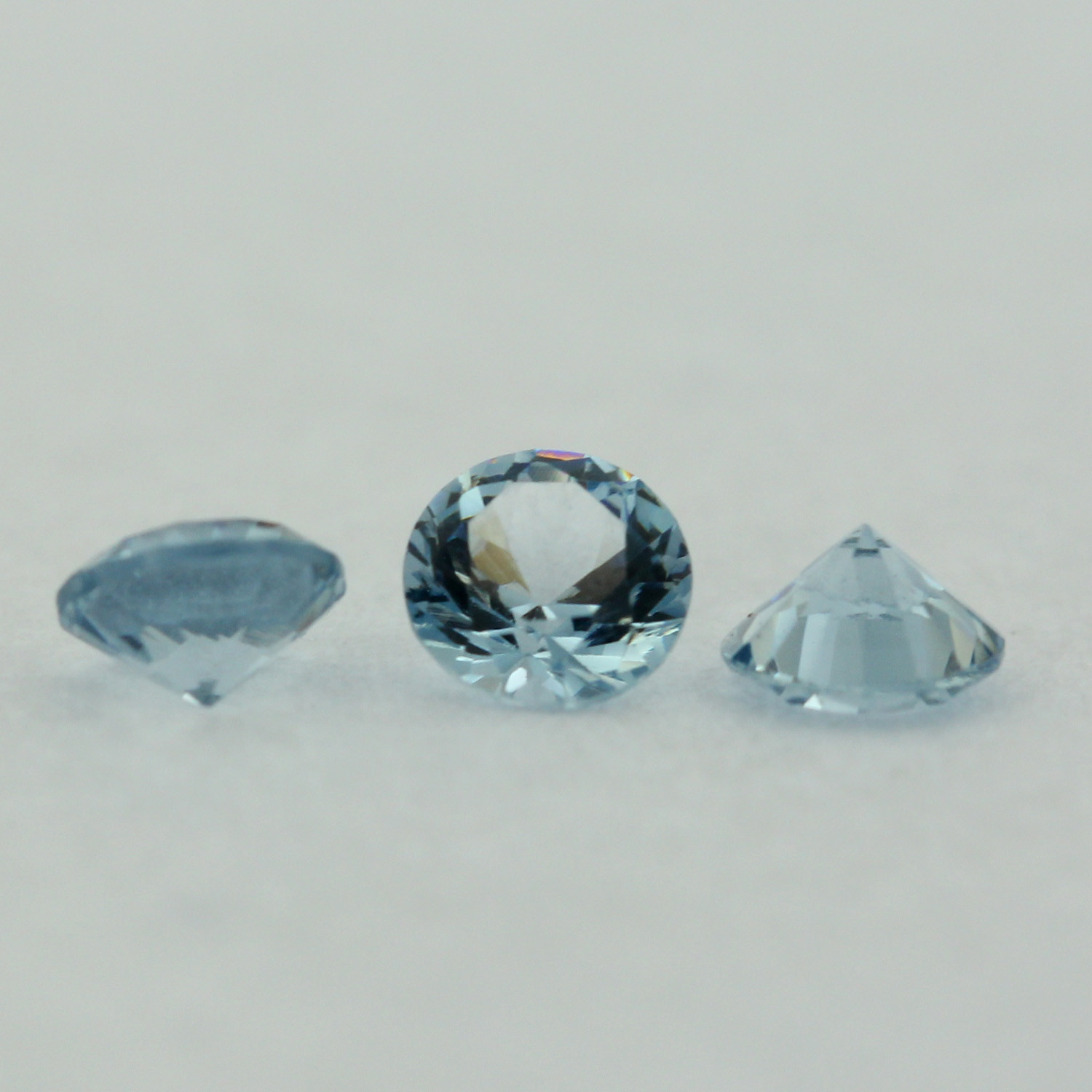 Loose Round Cut Aquamarine CZ Stone Single Light Blue Cubic Zirconia Birthstone
