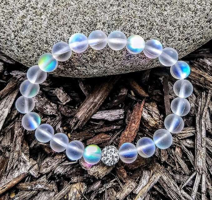 Glowing Moonstone Beaded Bracelet Delicate Healing Balancing Stretch Bracelet