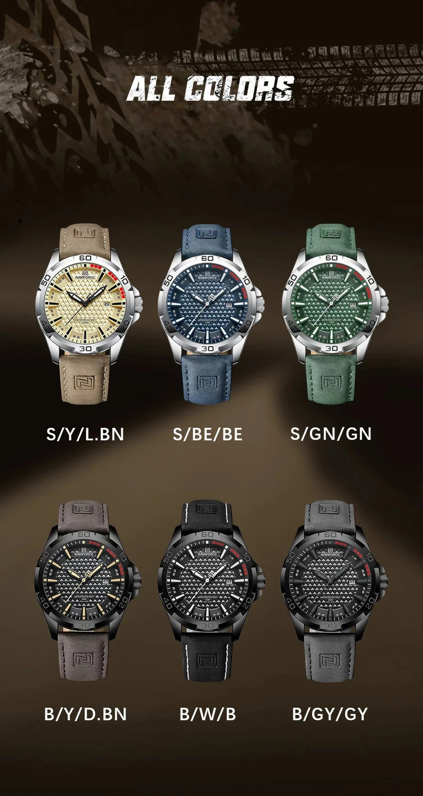 NAVIFORCE Men Casual Sport Military Quartz Calendar Wrist Watch for Man Business