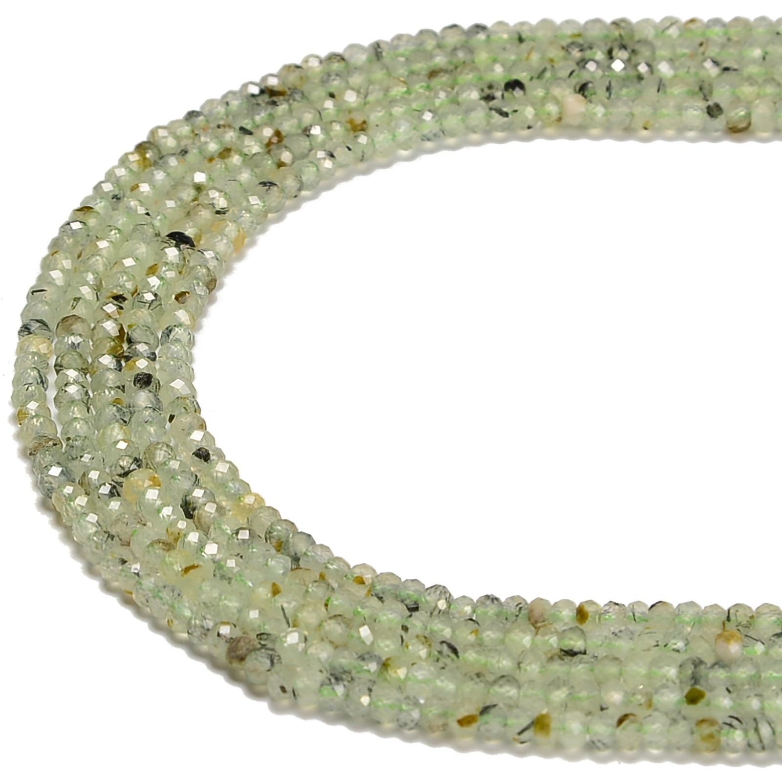 Prehnite Faceted Rondelle Beads Size 2x3mm 15.5” Strand (2x3mm)