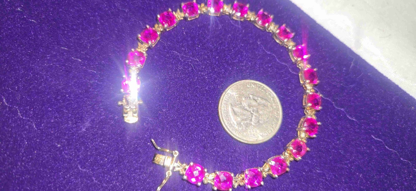 Breathtaking Ruby Jemstones Set In Sterling Tennis Bracelet