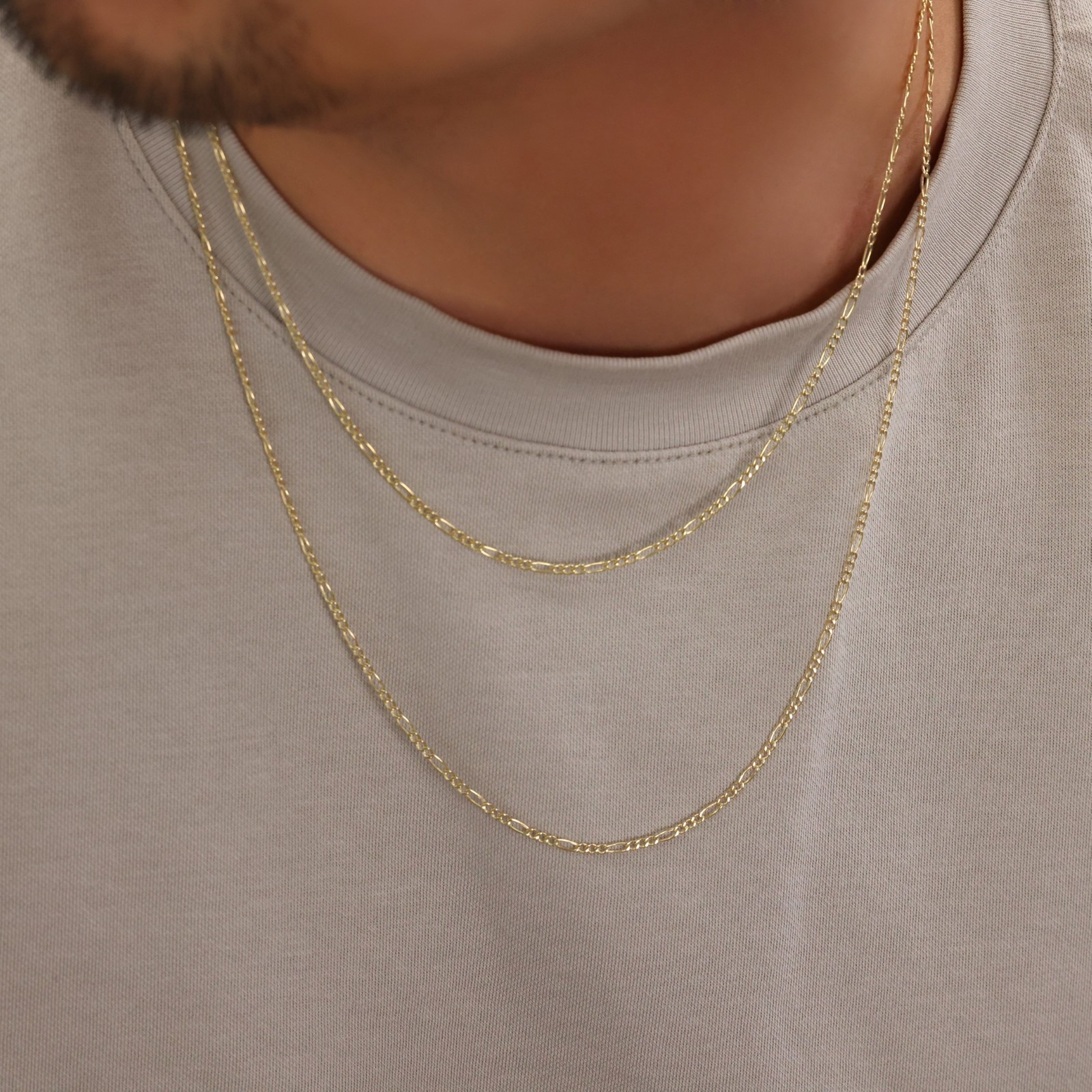 10K Yellow Gold 2.5mm Figaro Italian Chain Link Necklace Mens Women 16″-26″