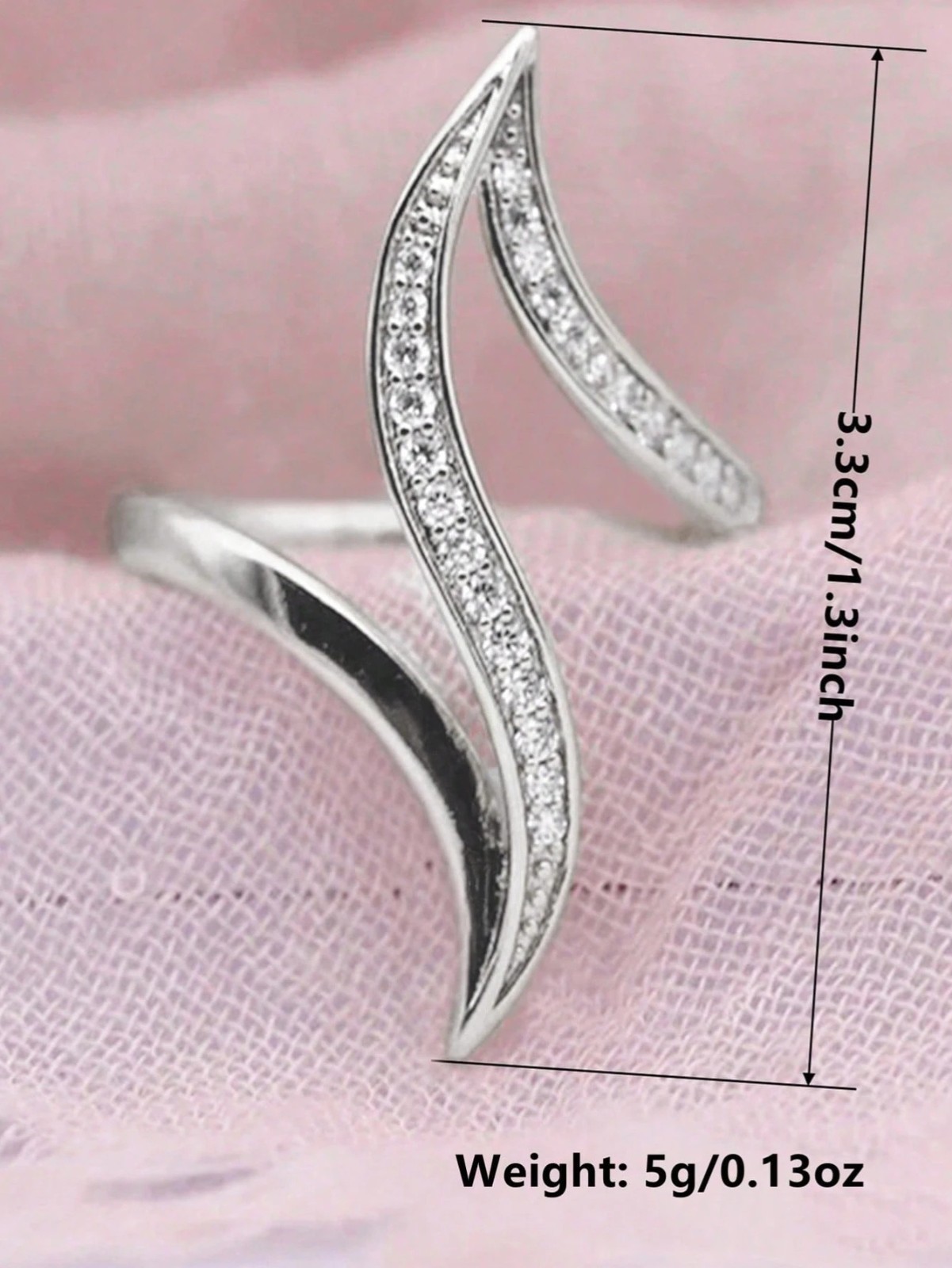 Elegant Cubic Zirconia Ring Curve Twist Women’s Party Engagement Ring Gift Her