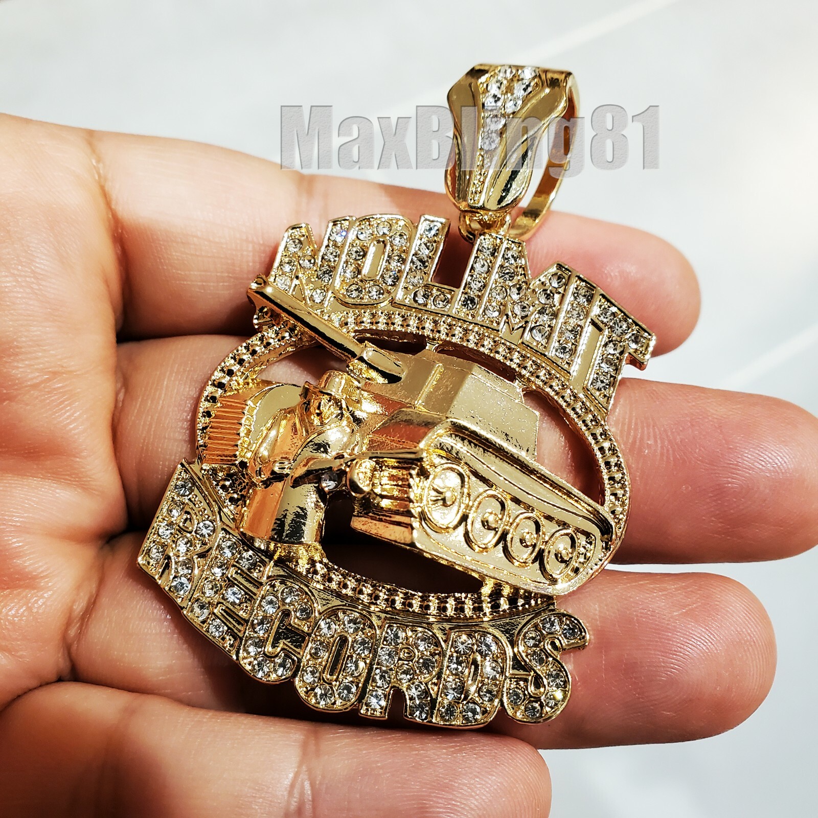 Hip Hop Gold Plated Cubic Zirconia Rapper’s No Limit Records Tank Charm Pendant