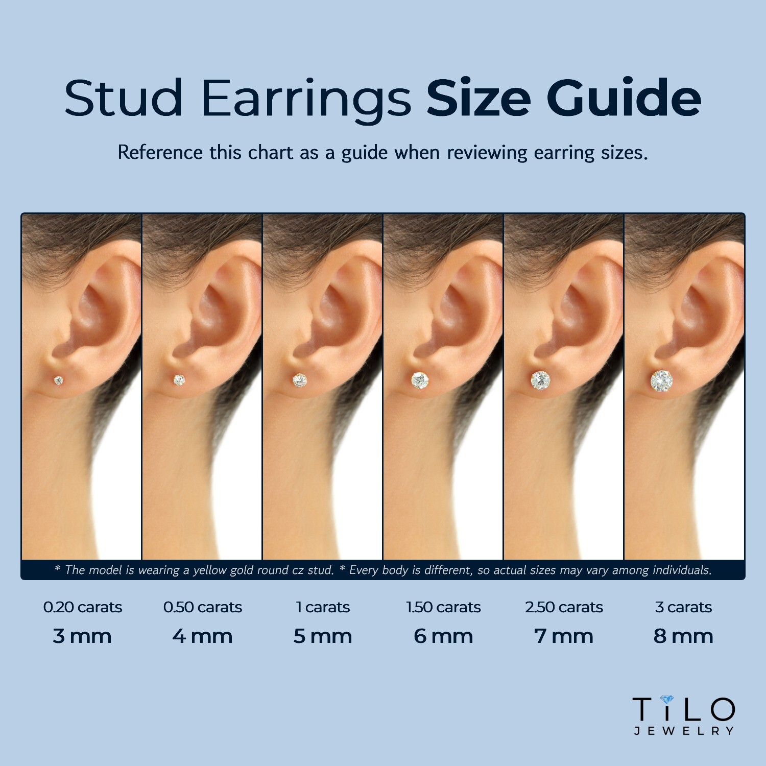 14K Real Solid Gold Solitaire Round CZ Sleeper Stud Earrings Push-back 2.5mm-8mm
