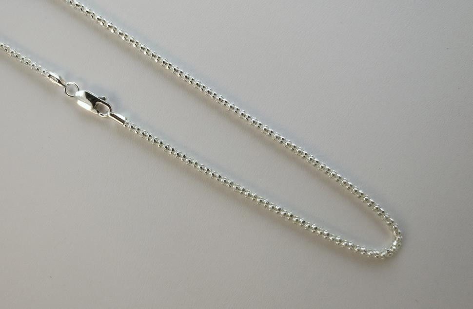 2.5mm Pop-Corn Chain 16,18,20,22,24,30 inch. Pure 925 Sterling Silver. 250 gauge