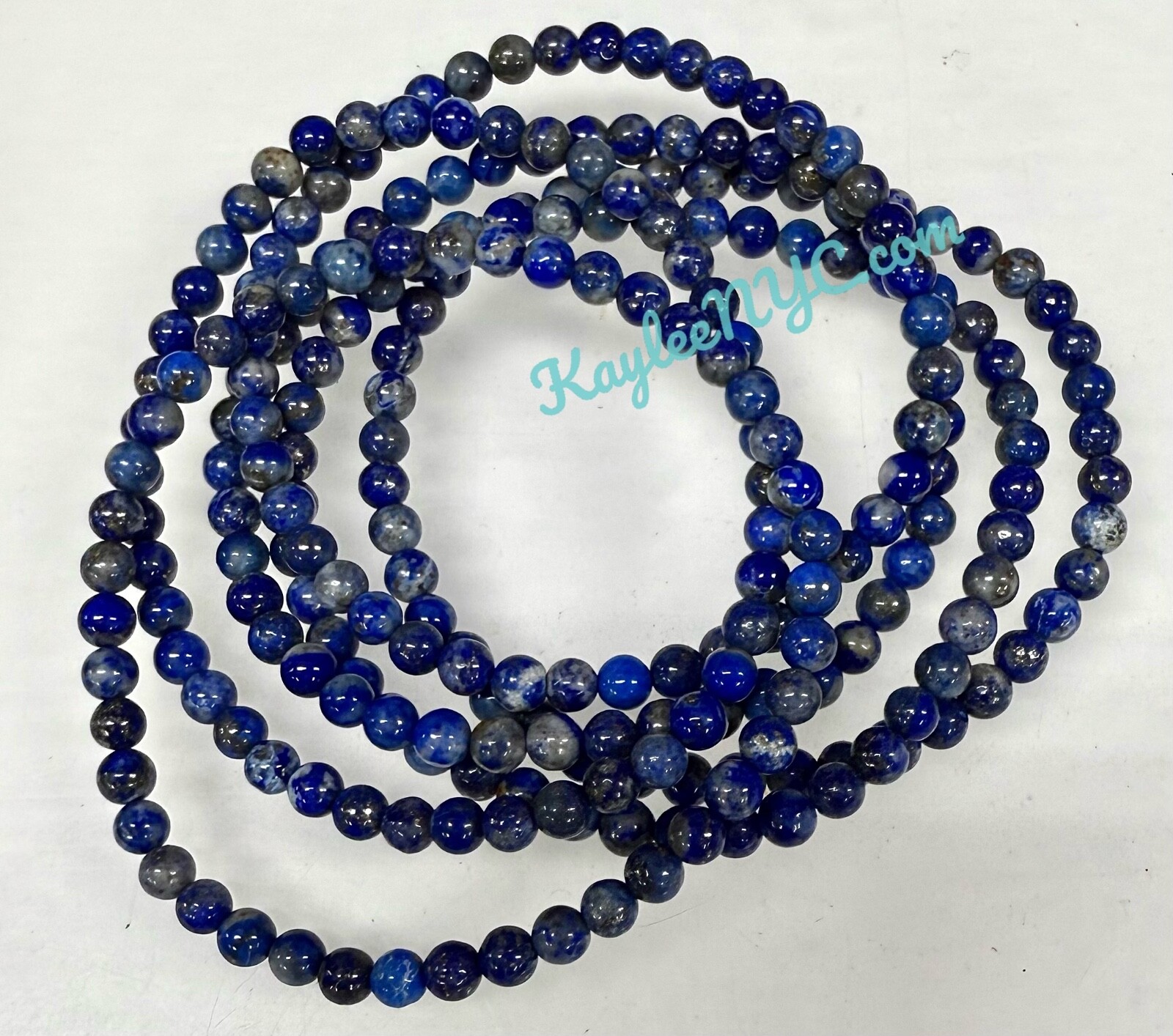 Wholesale Lot 6 Pcs Natural Lapis Lazuli 4mm 7.5” Crystal Stretch Bracelet